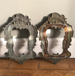 Lovely pair of Cast Metal Baroque Style Frames. Each frame has a couple of Cherubs at the top with flowing Baroque decoration around the rest of the frame - SHOP NOW - www.intovintage.co.uk