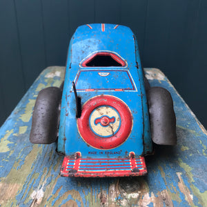 Rare large pre-war 1935 Marx clockwork tinplate LMC 217 Mechanical Coupé in the rare blue pinstripe finish. Marked 'Made in England' on the boot and still having its back running step. This model was made in the Marx Dudley factory - SHOP NOW - www.intovintage.co.uk