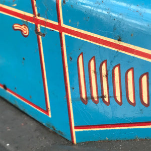 Rare large pre-war 1935 Marx clockwork tinplate LMC 217 Mechanical Coupé in the rare blue pinstripe finish. Marked 'Made in England' on the boot and still having its back running step. This model was made in the Marx Dudley factory - SHOP NOW - www.intovintage.co.uk