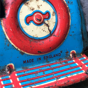 Rare large pre-war 1935 Marx clockwork tinplate LMC 217 Mechanical Coupé in the rare blue pinstripe finish. Marked 'Made in England' on the boot and still having its back running step. This model was made in the Marx Dudley factory - SHOP NOW - www.intovintage.co.uk