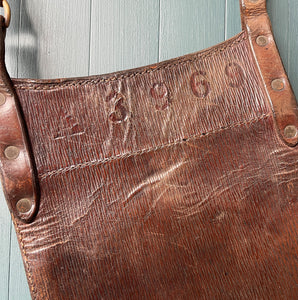 Vintage Bus Conductors Leather Money Bag made from quality thick leather with studded copper rivets and brass buckles. Stamped 'A3969' on the reverse. It has two good sized pockets perfect for your cash and loose change - SHOP NOW - www.intovintage.co.uk