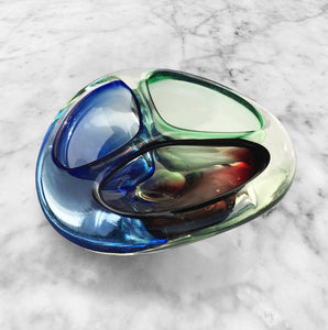 Murano Glass Tri Colour Heavy Ashtray / Bowl