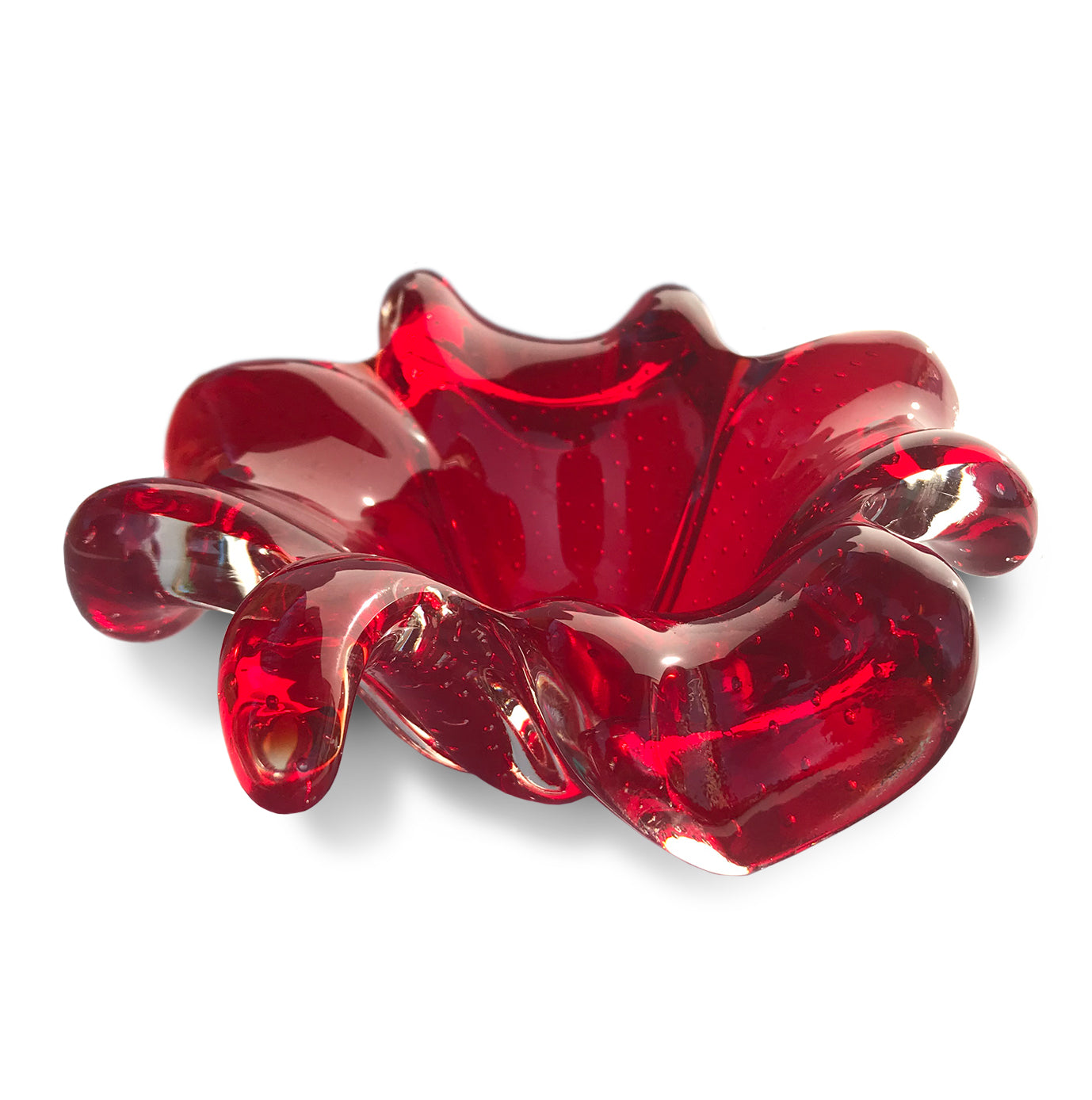 Bright red Murano Art Glass bubble vase - SHOP NOW - www.intovintage.co.uk