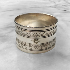 Nice set of 6 Edwardian Napkin Rings in a leather and satin case. Each ring is numbered from 1 to 6. Unmarked but probably silver plated - SHOP NOW - www.intovintage.co.uk
