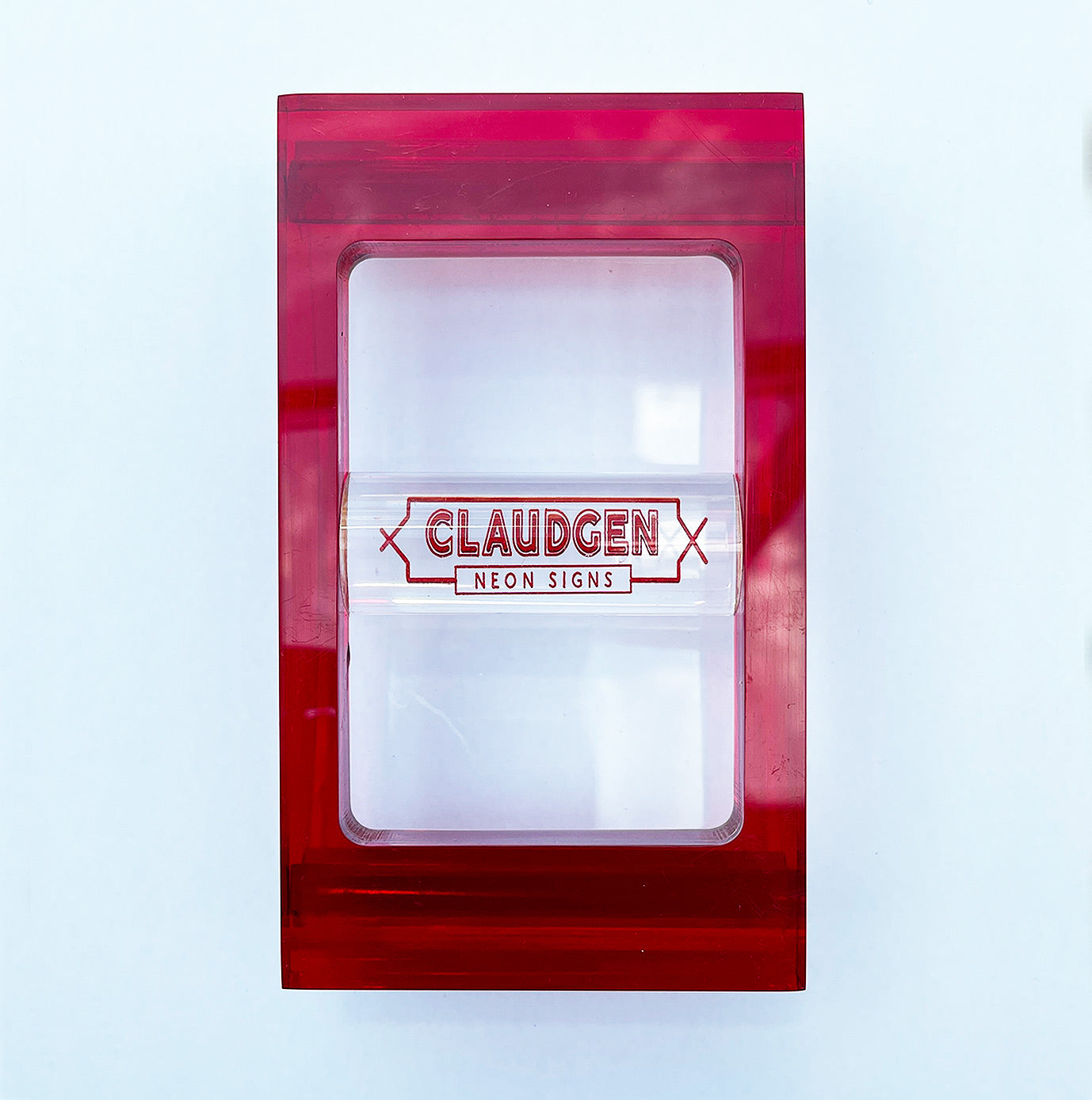 Vintage 1960s Desk Ink Blotter from the sign company Claudgen Neon Signs, in a red and clear perspex - SHOP NOW - www.intovintage.co.uk