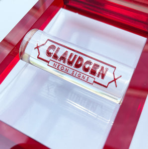 Vintage 1960s Desk Ink Blotter from the sign company Claudgen Neon Signs, in a red and clear perspex - SHOP NOW - www.intovintage.co.uk
