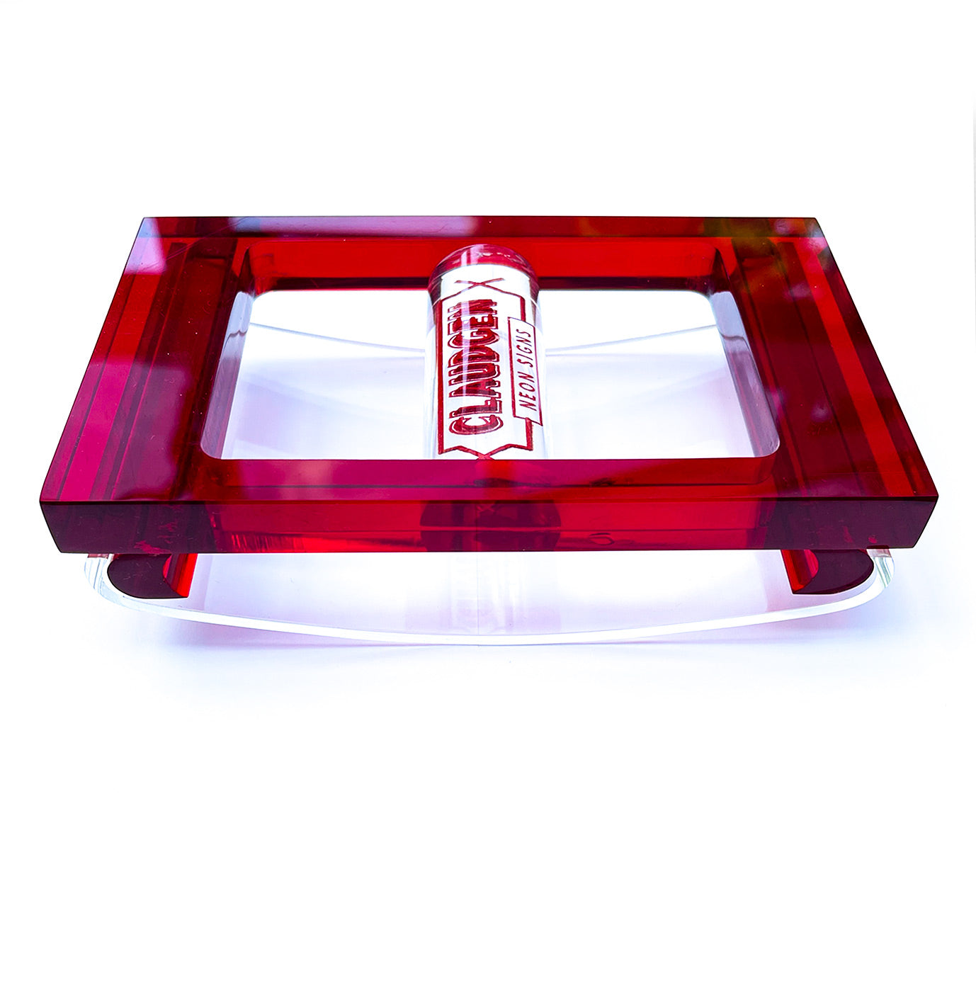 Vintage 1960s Desk Ink Blotter from the sign company Claudgen Neon Signs, in a red and clear perspex - SHOP NOW - www.intovintage.co.uk