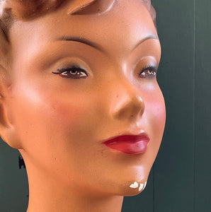 A Mid Century vintage French Nude Bust in hand painted Plaster, Stamped “Champs-Élysées”, By Siegel of Paris. These wonderful ladies were commissioned for French Commercial Advertising, modelling Hats, Jewellery and lingerie in Parisian department stores of the period - SHOP NOW - www.intovintage.co.uk