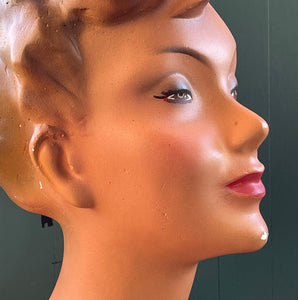 A Mid Century vintage French Nude Bust in hand painted Plaster, Stamped “Champs-Élysées”, By Siegel of Paris. These wonderful ladies were commissioned for French Commercial Advertising, modelling Hats, Jewellery and lingerie in Parisian department stores of the period - SHOP NOW - www.intovintage.co.uk