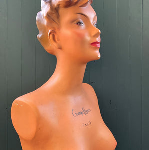 A Mid Century vintage French Nude Bust in hand painted Plaster, Stamped “Champs-Élysées”, By Siegel of Paris. These wonderful ladies were commissioned for French Commercial Advertising, modelling Hats, Jewellery and lingerie in Parisian department stores of the period - SHOP NOW - www.intovintage.co.uk