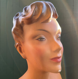A Mid Century vintage French Nude Bust in hand painted Plaster, Stamped “Champs-Élysées”, By Siegel of Paris. These wonderful ladies were commissioned for French Commercial Advertising, modelling Hats, Jewellery and lingerie in Parisian department stores of the period - SHOP NOW - www.intovintage.co.uk