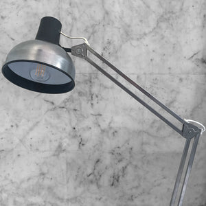 Smart Finish P12 Lival Lamp. Good clean example with a smart aluminium shade that locks into a black plastic bulb housing. The lamp has a clamp at its base that attaches to the side of your desk - SHOP NOW - www.intovintage.co.uk