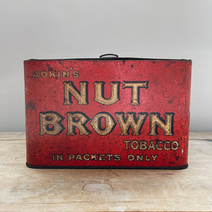 A large Adkin's Nut Brown Counter Top Shop Tin. Great de-bossed typography to the sides and top, whilst the inside lid sees black type - SHOP NOW - www.intovintage.co.uk