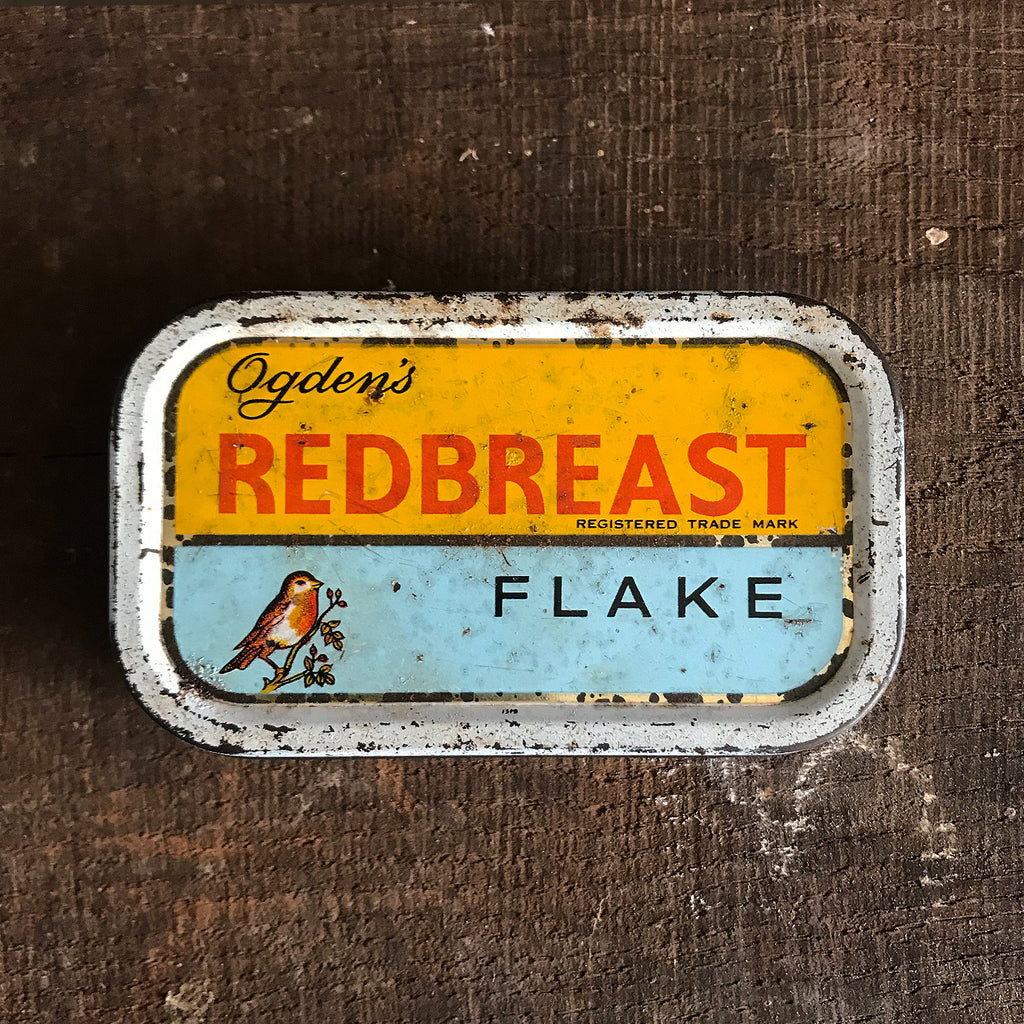 Vintage Ogden's Redbreast Flake Tobacco Tin. Nice popping colours to the front - SHOP NOW - www.intovintage.co.uk