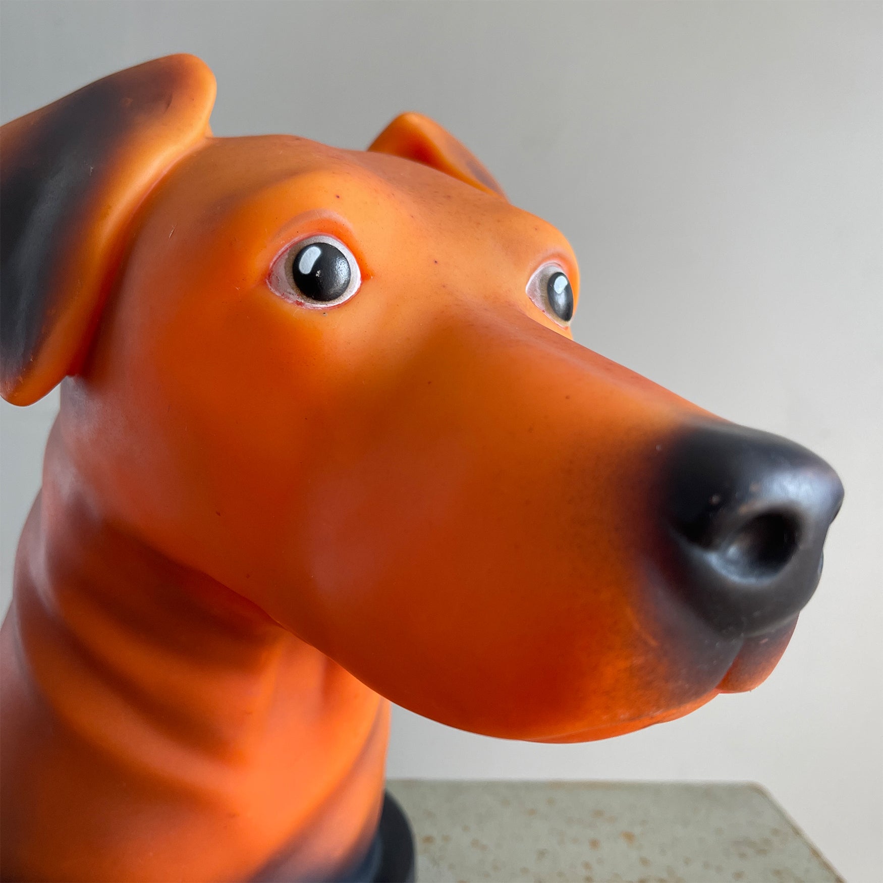 Woof! This is one fun, happy chap! An advertising dog head for the Halti Pet Company. In a great looking orange colour with painted nose, eyes and ears. Marked 'Halti' to the black base - SHOP NOW - www.intovintage.co.uk