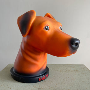Woof! This is one fun, happy chap! An advertising dog head for the Halti Pet Company. In a great looking orange colour with painted nose, eyes and ears. Marked 'Halti' to the black base - SHOP NOW - www.intovintage.co.uk