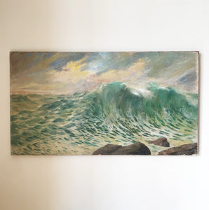 A superb oil painting of crashing waves on the Irish Atlantic coast by Irish Impressionist painter C.Collins Middleton, Dated 1906. Sold through the Belfast Art Society - SHOP NOW - www.intovintage.co.uk