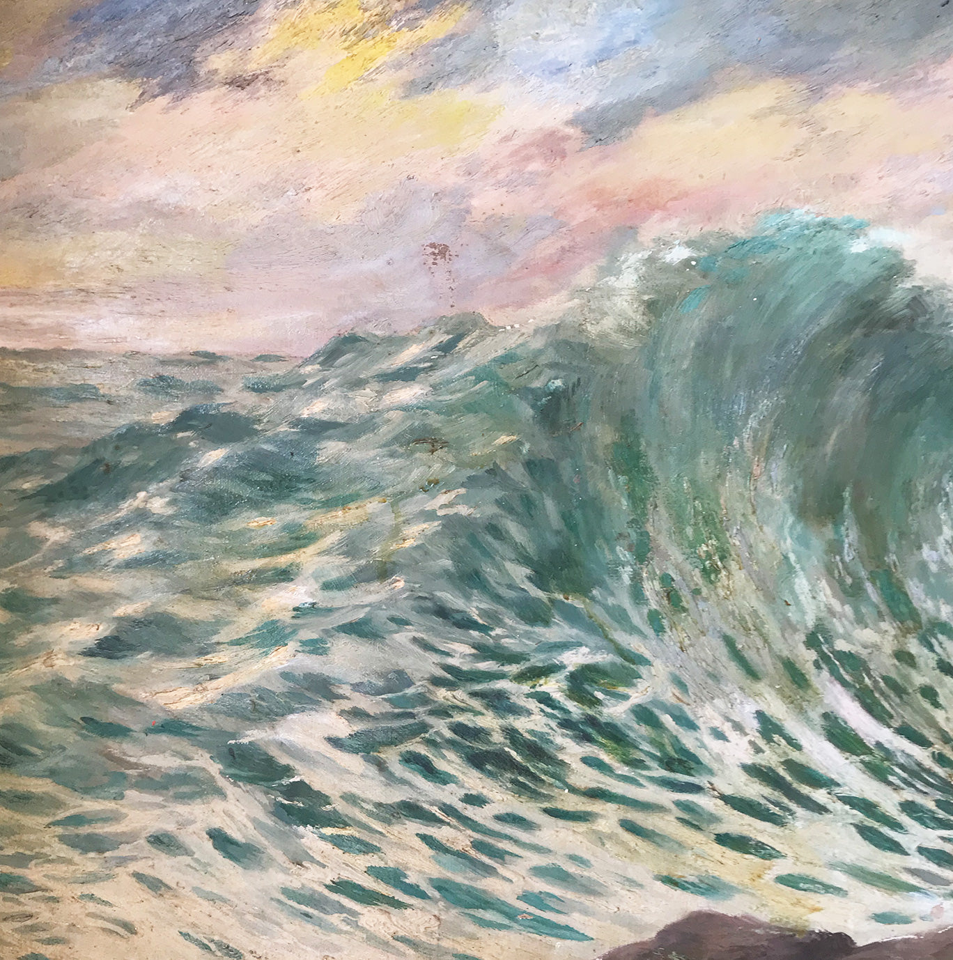 A superb oil painting of crashing waves on the Irish Atlantic coast by Irish Impressionist painter C.Collins Middleton, Dated 1906. Sold through the Belfast Art Society - SHOP NOW - www.intovintage.co.uk