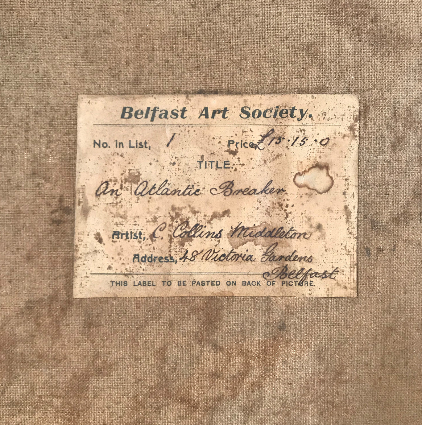 A superb oil painting of crashing waves on the Irish Atlantic coast by Irish Impressionist painter C.Collins Middleton, Dated 1906. Sold through the Belfast Art Society - SHOP NOW - www.intovintage.co.uk