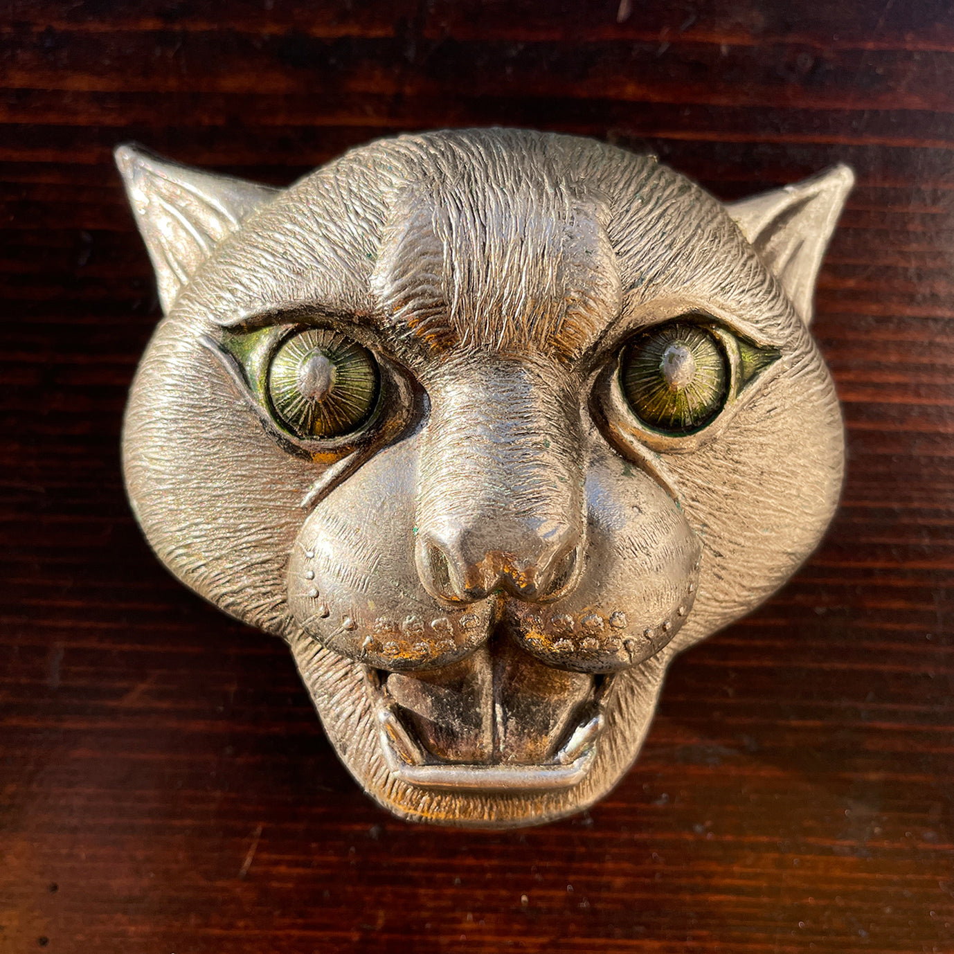 A very cool cast metal Panther Belt Buckle - SHOP NOW - www.intovintage.co.uk