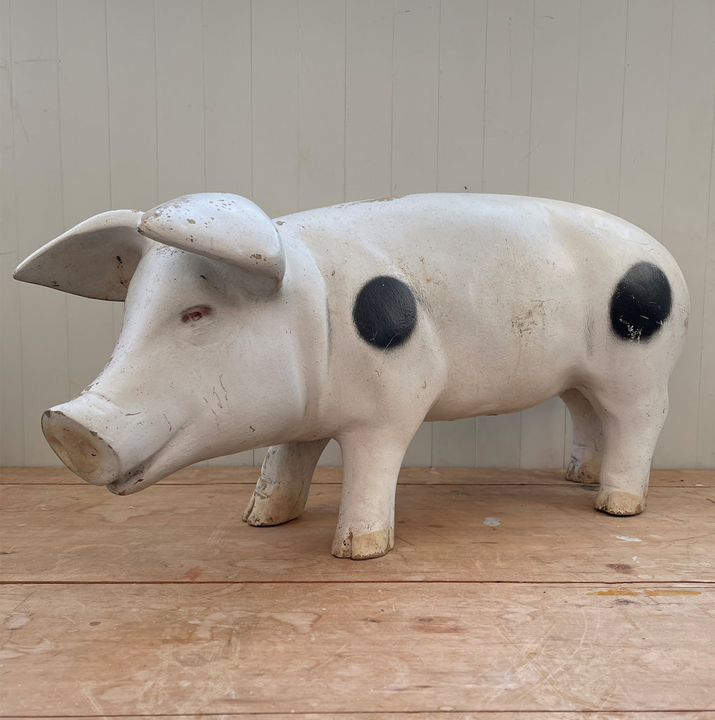 This Mr Pig would have been used as a display piece in a butchers shop to help sell all things porky! He's nice and big and would look great in the home or the garden. He has a great patina to his surface - SHOP NOW - www.intovintage.co.uk