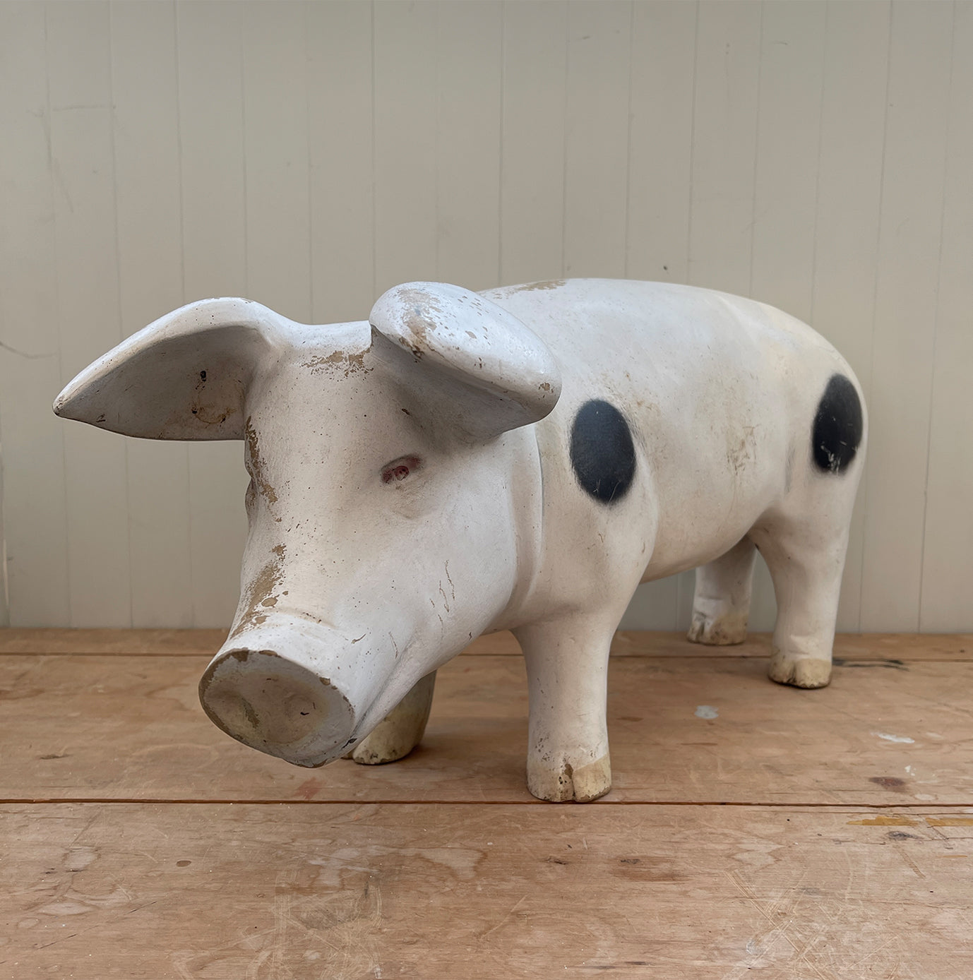 This Mr Pig would have been used as a display piece in a butchers shop to help sell all things porky! He's nice and big and would look great in the home or the garden. He has a great patina to his surface - SHOP NOW - www.intovintage.co.uk