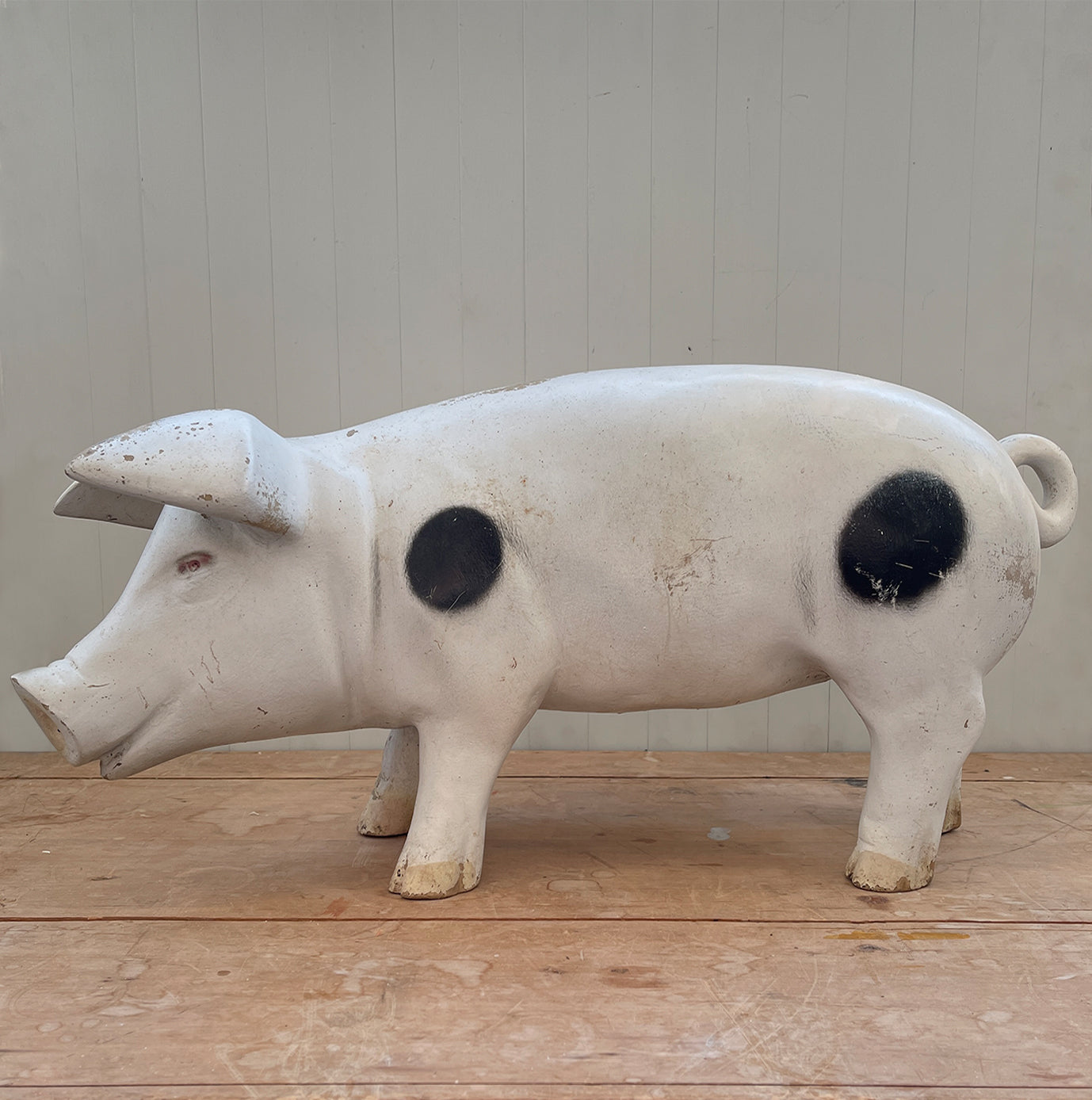 This Mr Pig would have been used as a display piece in a butchers shop to help sell all things porky! He's nice and big and would look great in the home or the garden. He has a great patina to his surface - SHOP NOW - www.intovintage.co.uk