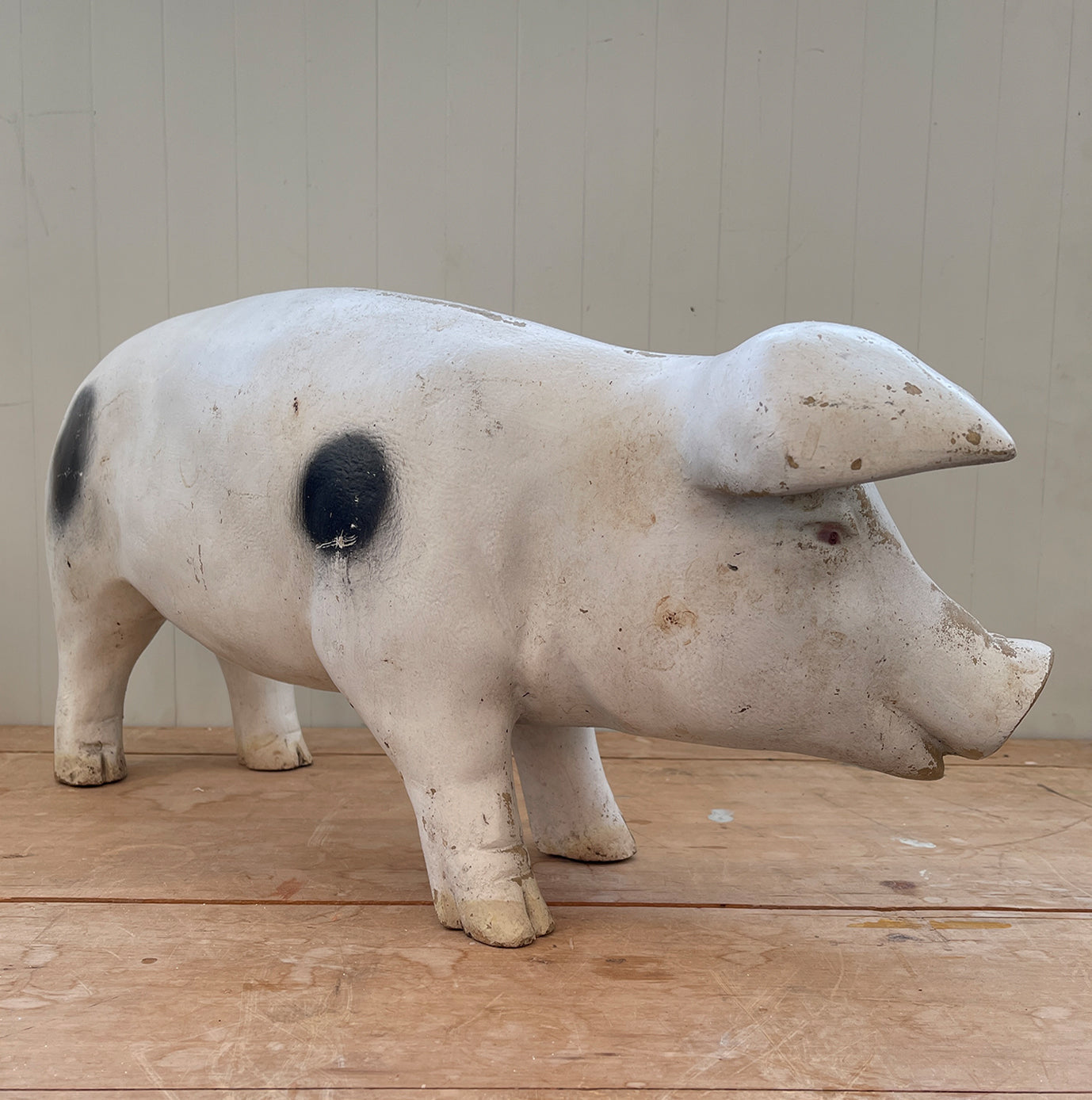 This Mr Pig would have been used as a display piece in a butchers shop to help sell all things porky! He's nice and big and would look great in the home or the garden. He has a great patina to his surface - SHOP NOW - www.intovintage.co.uk