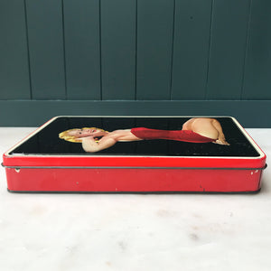 Nice colourful Vintage Saucy Sweetheart Toffee Tin in great condition. Probably would have held toffees back in the day - SHOP NOW - www.intovintage.co.uk