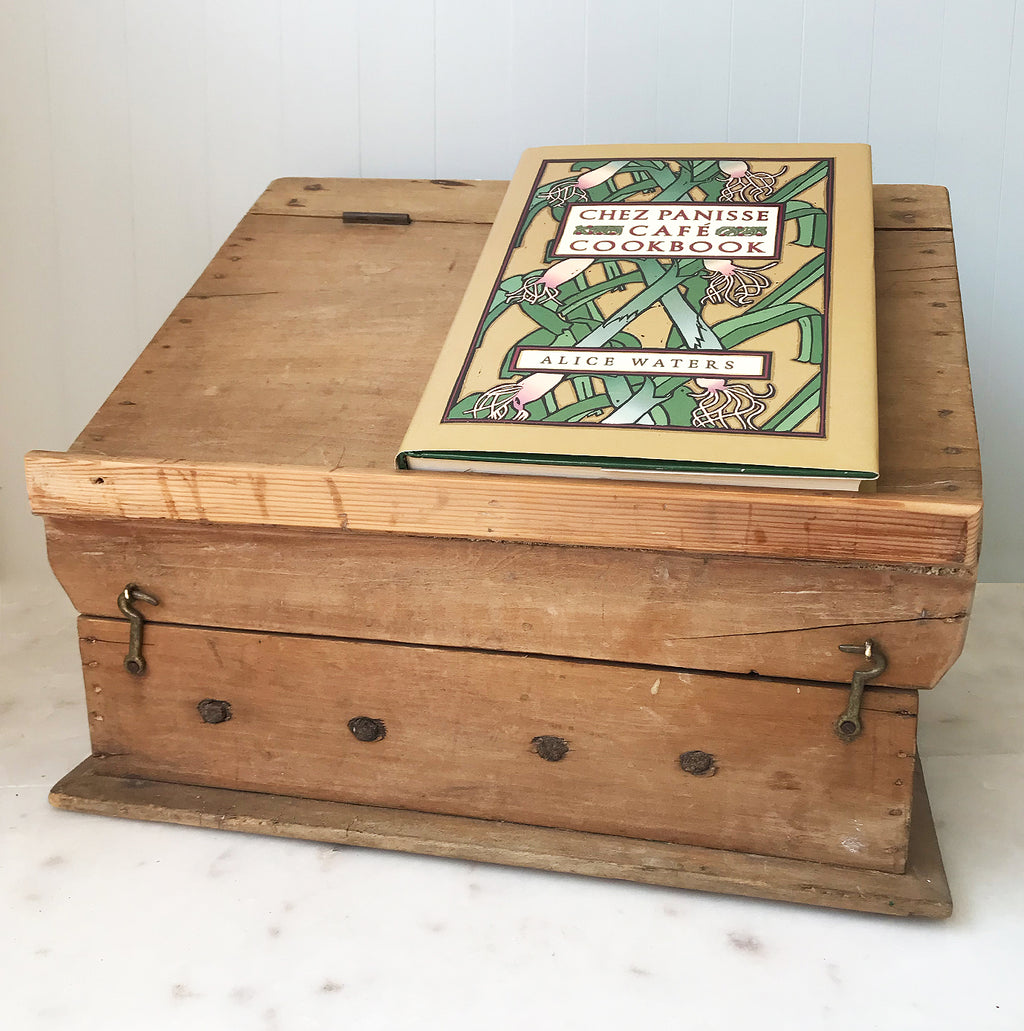 Practical Vintage Scratch Built Reading Slope Box made from pine. Flip the brass catches on the front and the slope lifts up lid so you can store things inside. It has a great rustic look and would look great in a farmhouse kitchen - SHOP NOW - www.intovintage.co.uk