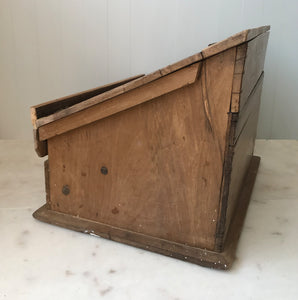 Practical Vintage Scratch Built Reading Slope Box made from pine. Flip the brass catches on the front and the slope lifts up lid so you can store things inside. It has a great rustic look and would look great in a farmhouse kitchen - SHOP NOW - www.intovintage.co.uk