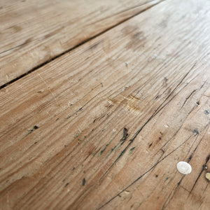 An Antique Rustic Pine Kitchen Table with handy draw and a superb age worn top. It sits upon four simple legs. It's just got that bang on look. - SHOP NOW - www.intovintage.co.uk