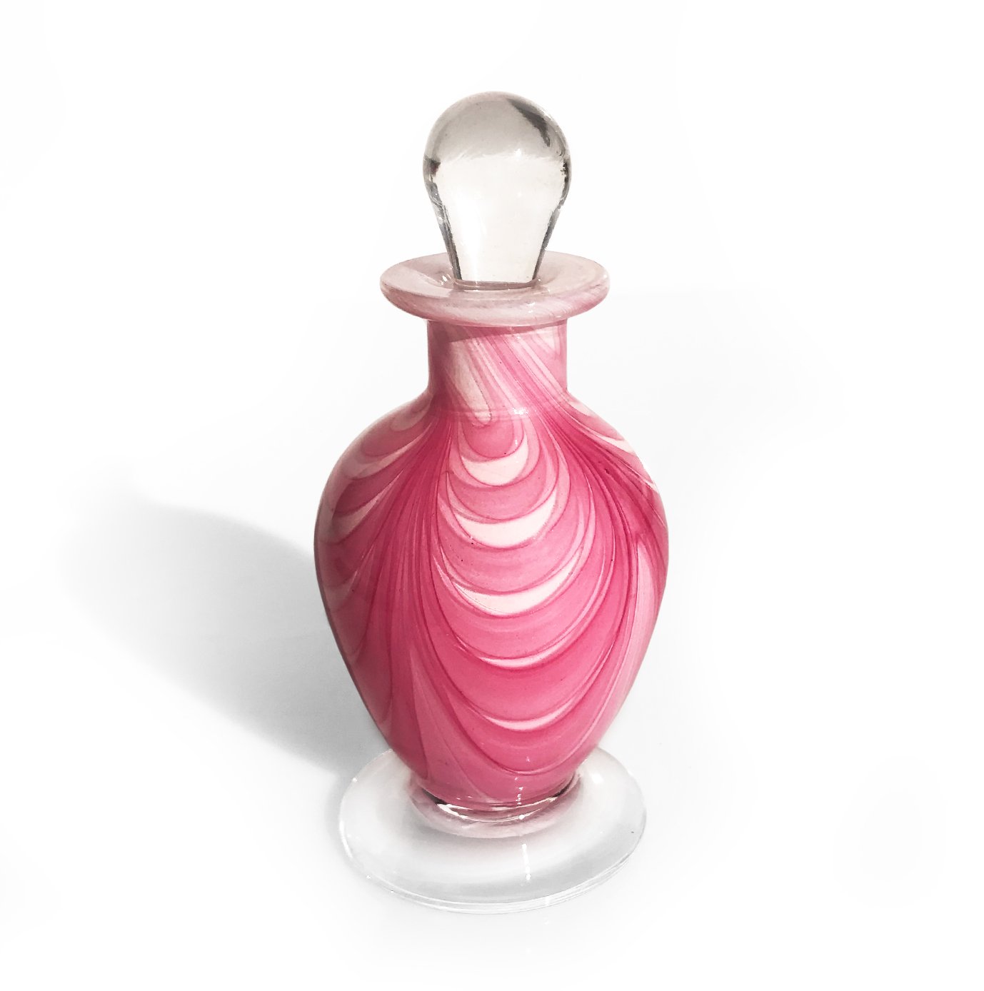 Pink Swirled Glass Perfume Bottle