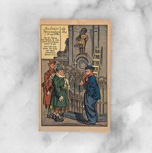 10 saucy vintage postcards from Belgium. All the stories are centred around the Mannekin Pis statue, a small boy taking a widdle! SHOP NOW - www.intovintage.co.uk