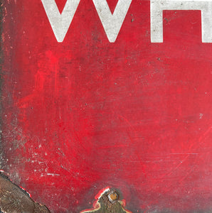 A vintage Enamel Railway Warning Sign. Finished in a popping red colour and in fantastic condition - SHOP NOW - www.intovintage.co.uk