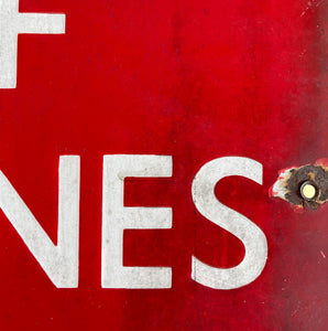 A vintage Enamel Railway Warning Sign. Finished in a popping red colour and in fantastic condition - SHOP NOW - www.intovintage.co.uk