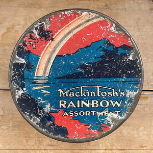 An early Mackintosh's Rainbow Assortment Tin from the 1930s with the most wonderful patina and a design very much of the period. - SHOP NOW - www.intovintage.co.uk