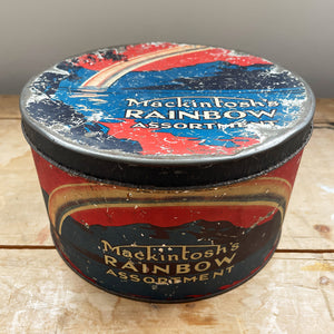 An early Mackintosh's Rainbow Assortment Tin from the 1930s with the most wonderful patina and a design very much of the period. - SHOP NOW - www.intovintage.co.uk