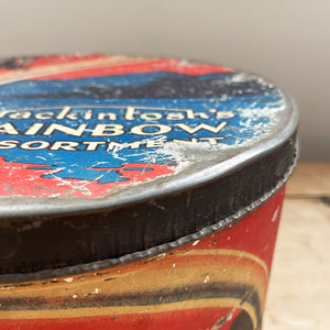An early Mackintosh's Rainbow Assortment Tin from the 1930s with the most wonderful patina and a design very much of the period. - SHOP NOW - www.intovintage.co.uk