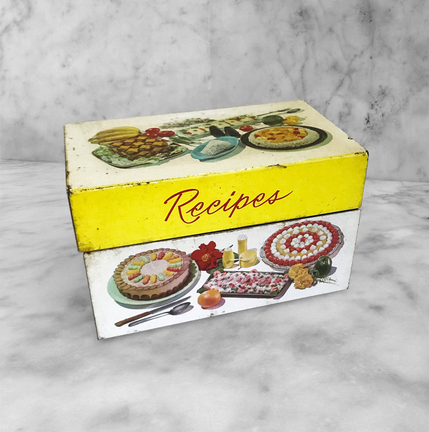 Kitsch on the outside, sweet on the inside! This little recipe tin has the best recipe of all printed on the inside of its lid! - SHOP NOW - www.intovintage.co.uk