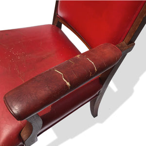 Super sturdy and super comfy antique red leather oak partners chair - SHOP NOW - www.intovintage.co.uk