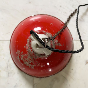 There's a fantastic Patina on this Vintage Red Industrial Shade. The red colour really pops and with the surface metal corrosion to the paint makes it a great fitting to juxtapose against a modern clean setting - SHOP NOW - www.intovintage.co.uk