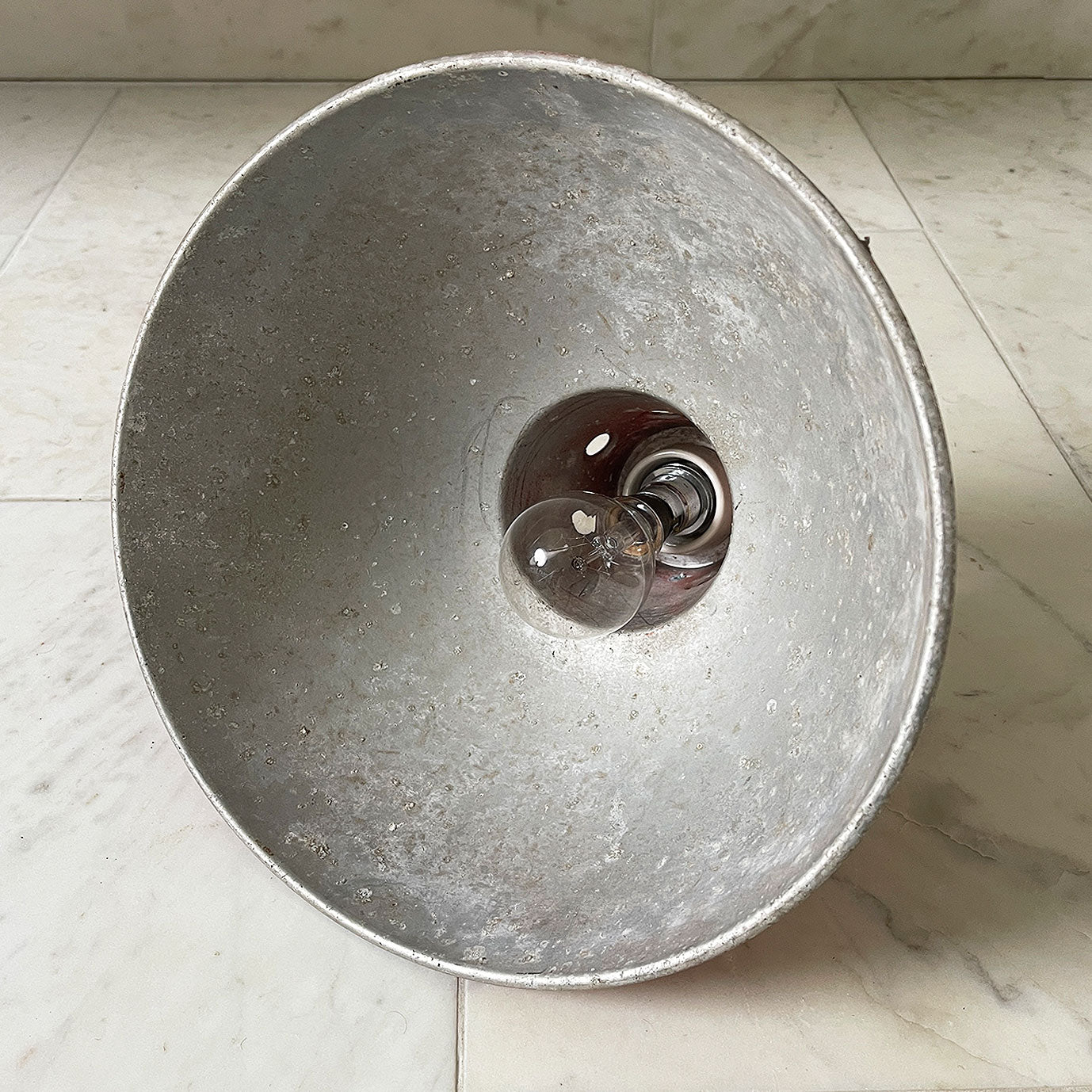There's a fantastic Patina on this Vintage Red Industrial Shade. The red colour really pops and with the surface metal corrosion to the paint makes it a great fitting to juxtapose against a modern clean setting - SHOP NOW - www.intovintage.co.uk