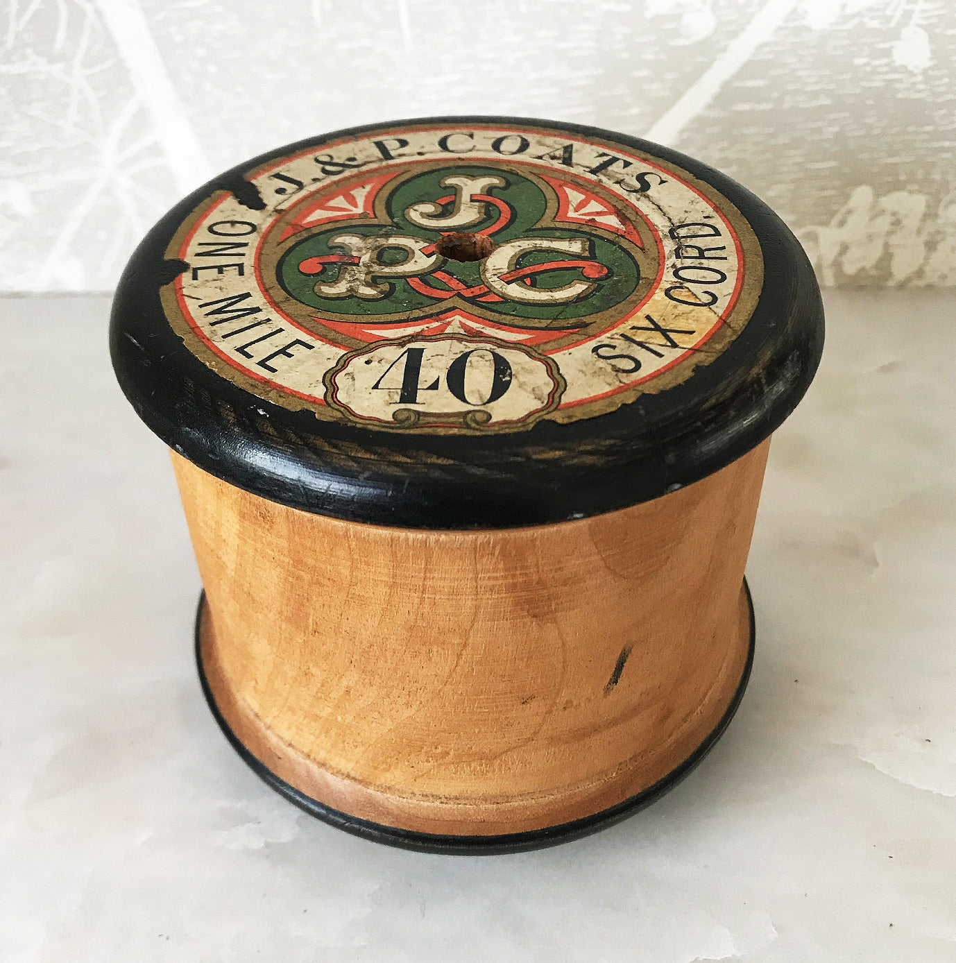 Large wooden Victorian string dispenser by J & P Coats, that would have held one mile of six cord string! A wonderful decorative piece of historic advertising - SHOP NOW - www.intovintage.co.uk