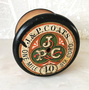 Large wooden Victorian string dispenser by J & P Coats, that would have held one mile of six cord string! A wonderful decorative piece of historic advertising - SHOP NOW - www.intovintage.co.uk