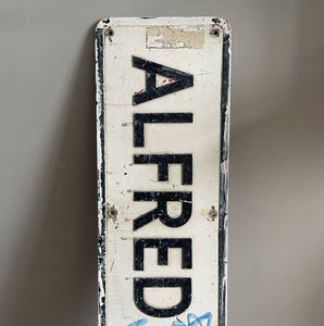A vintage Alfred Road Sign with a nice bit of tagging artfully positioned in the middle space! Great if you are called Alfred! SHOP NOW - www.intovintage.co.uk