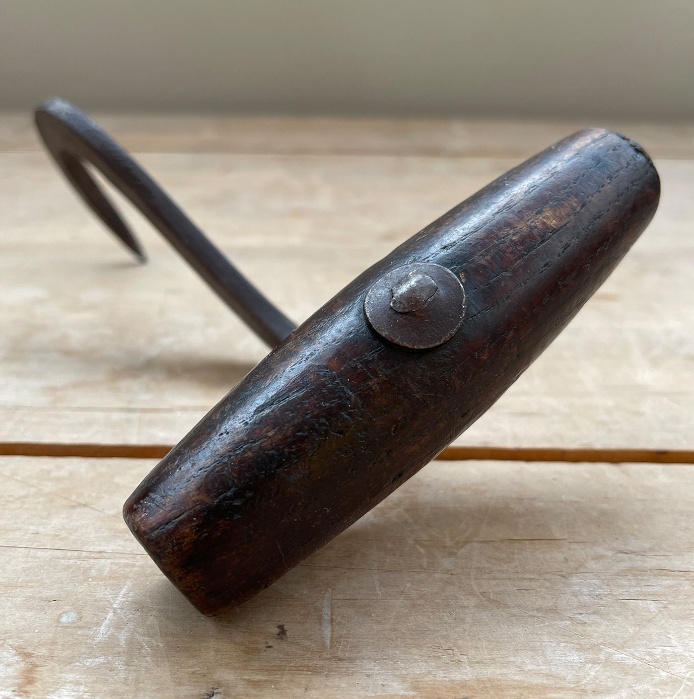 A Late Victorian early Edwardian Sack Hook with a beautifully aged handle and solid spiked hook. Very tactile in the hand - SHOP NOW - www.intovintage.co.uk