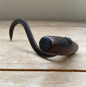 A Late Victorian early Edwardian Sack Hook with a beautifully aged handle and solid spiked hook. Very tactile in the hand - SHOP NOW - www.intovintage.co.uk
