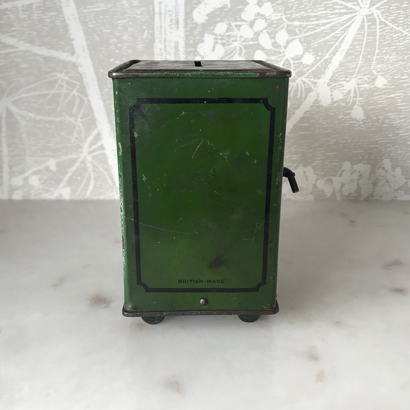 Gorgeous little Vintage Tin Safe Money Box with a fantastic aged patina - SHOP NOW - www.intovintage.co.uk
