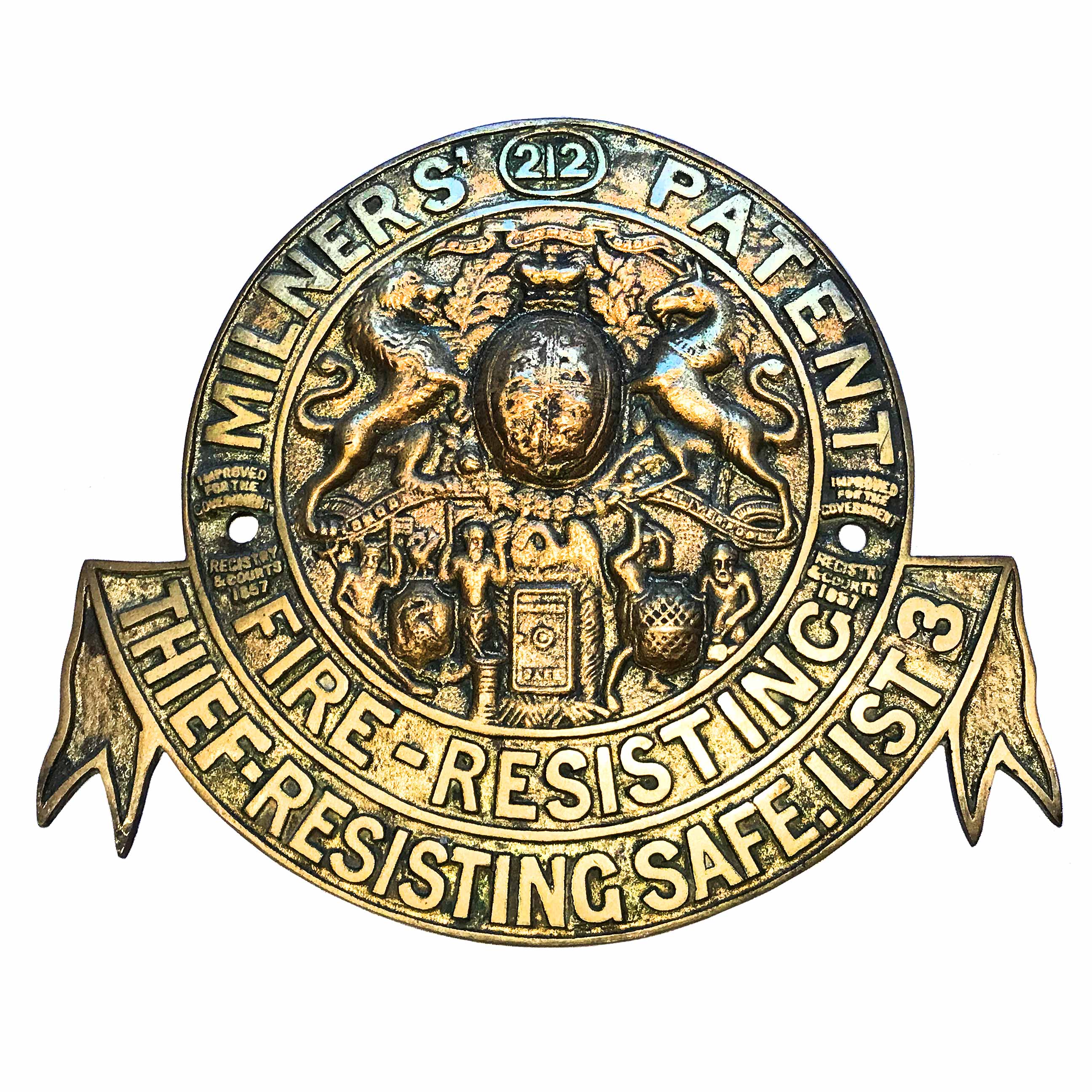 Milners' Brass Safe Plate